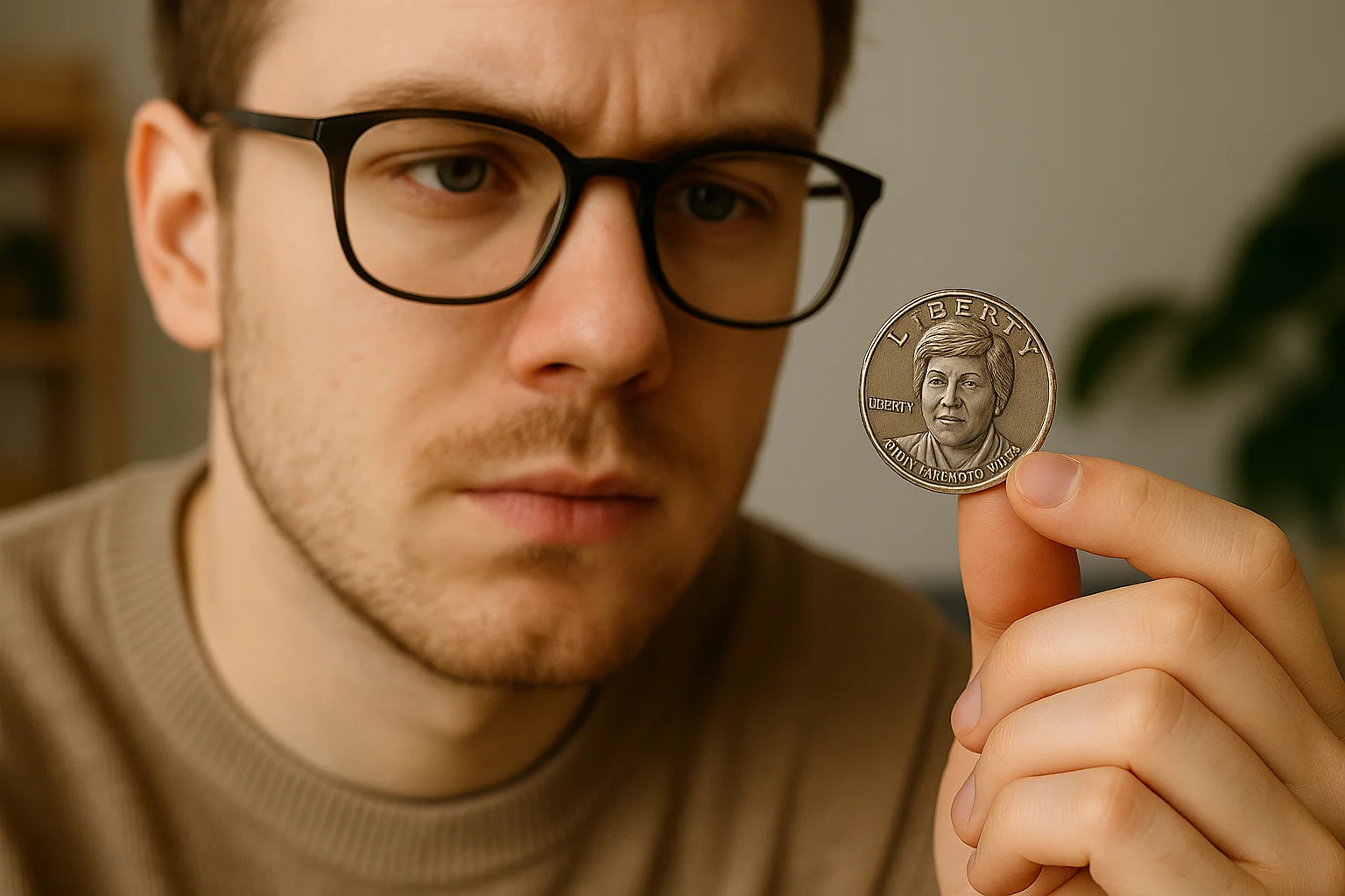 A coin lover closely examines an example of 2024 American Women Quarter, reflecting its educational legacy and collectible appeal.